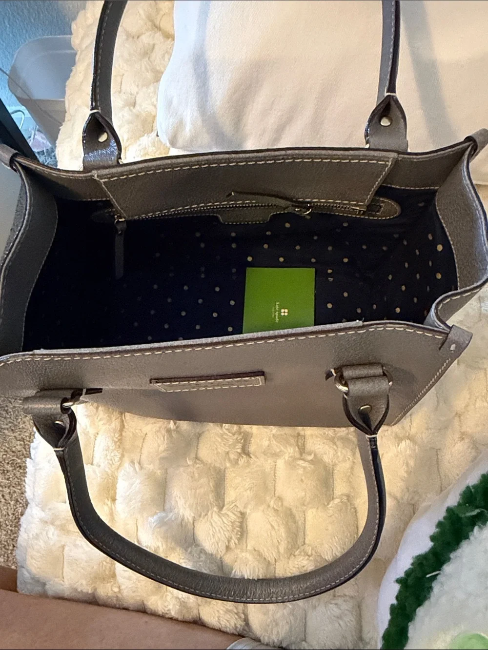 kate spade Gray Leather Top-Handle Satchel
